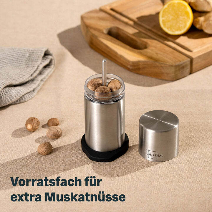 SILBERTHAL Muskatmühle Gewürzmühle Muskatnussmühle Finecut Edelstahlbehälter - 4260470462616
