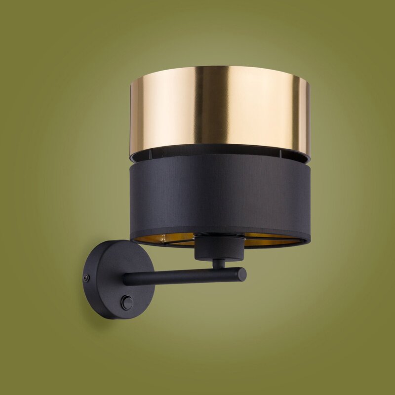 Euluna Wandleuchte Wandlampe Hilton Leuchte schwarz gold Textil Metall Innenr896 - 5901780543440
