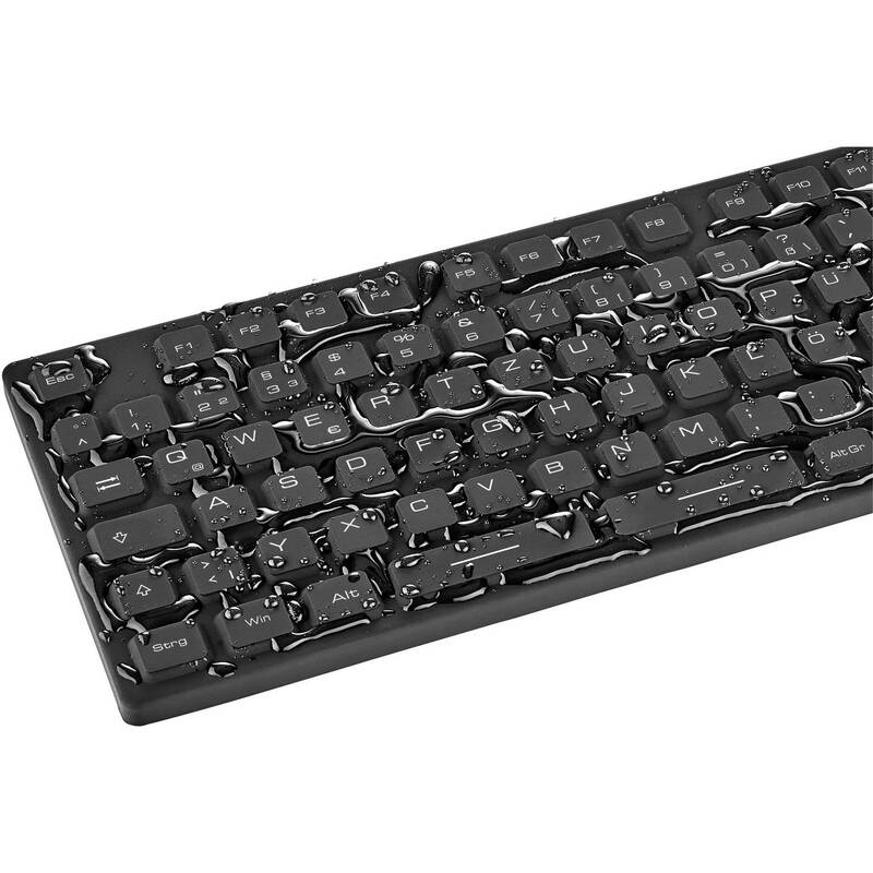 Renkforce USB Tastatur QWERTZ Silikonmembran vollversiegelt IP68 schwarz 1,80m - 4053199571611