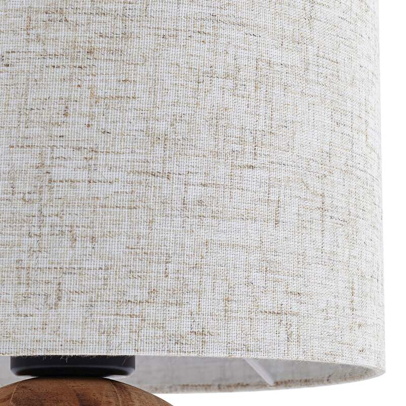 Lindby Tischleuchte Mayumi LED Lampe Leuchte Holz Textil E27 31cm hellgrau - 4251911798524