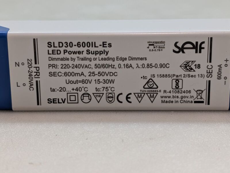 Self Electronics LED Treiber Konstantstrom SLD30-600IL-ES dimmbar grau 30W 600mA - 4021087047302