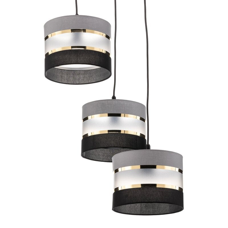 HELAM Pendelleuchte Hängelampe Helen rund grau-schwarz-gold 3-flammig Esszimmer - 5902349228839