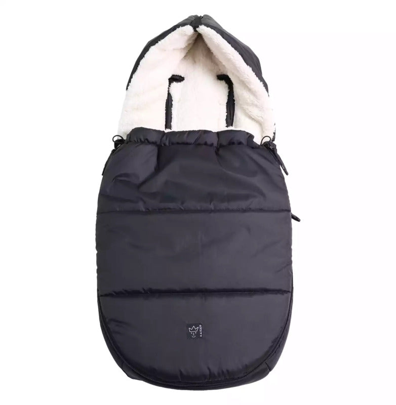 KAISER Hoody 2.0 Fußsack Babyschalenfußsack Schwarz Baby Kapuze Sherpa Fleece - 4011863842511