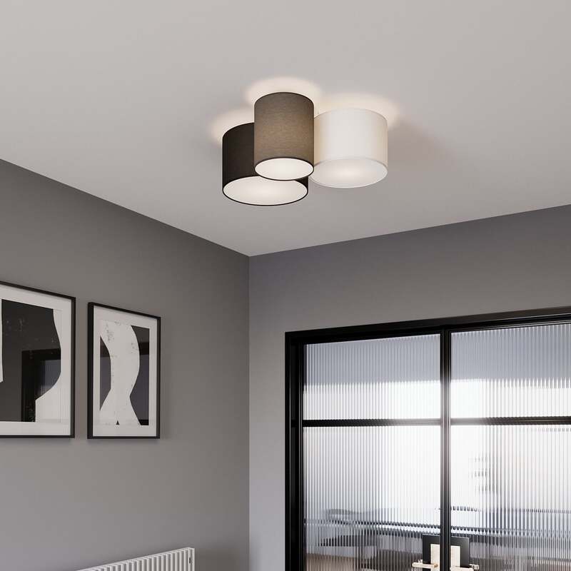 Lindby Deckenleuchte Lampe Laurenz LED 3-flg dimmbar grau braun Ø20-32cm - 4251096563238