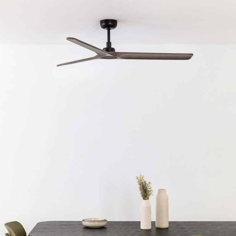 FARO BARCELONA Deckenventilator Heywood schwarz Holz dunkel Ventilator Lampe - 8421776296893