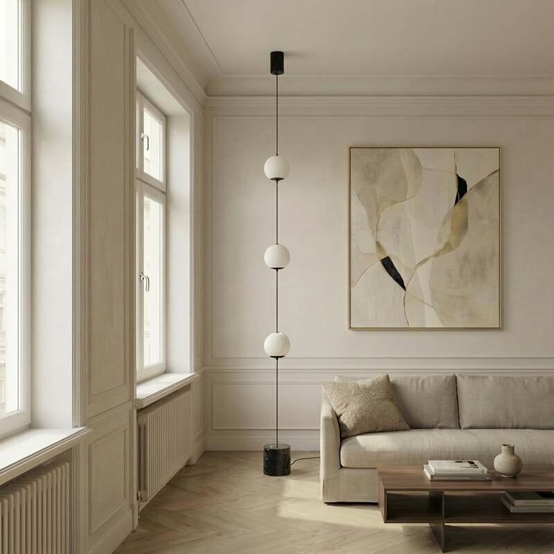 Lucande Stehleuchte Darrow LED dimmbar Touchdimmer Lampe schwarz/opal 320cm - 4255830903885