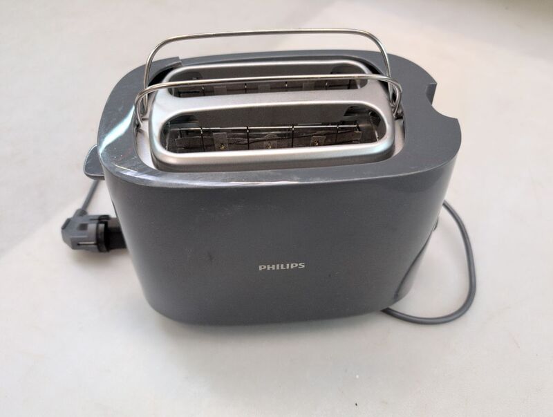 Philips HD2581/10 Toaster Doppelschlitztoaster Doppel mit Brötchenaufsatz Grau - 8720389007019