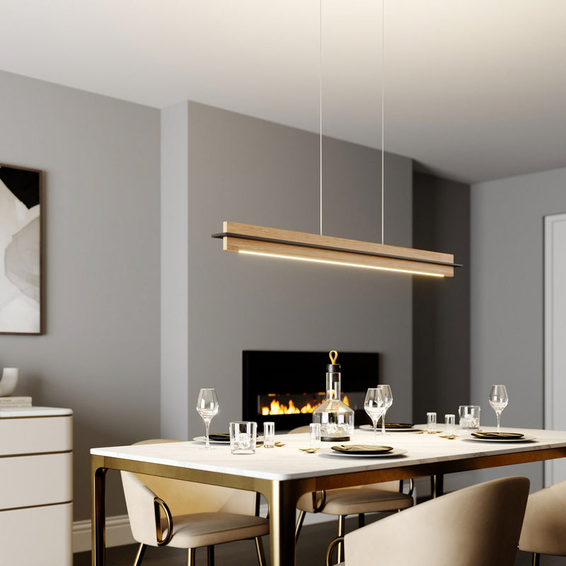 quitani Pendelleuchte Hängeleuchte Lexa LED dimmbar eiche schwarz 118cm - 4251096570458