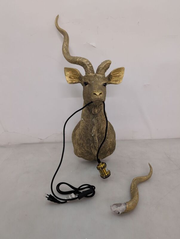 KARE Wandleuchte Animal Goat gold Kunstharz Lampe Leuchte mit Schalter E27 - 4025621537137
