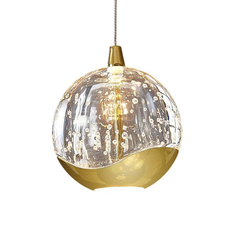 Lucande Pendelleuchte Hängeleuchte Hayley LED Lampe 5-flg Blasenstruktur gold - 4251096562477