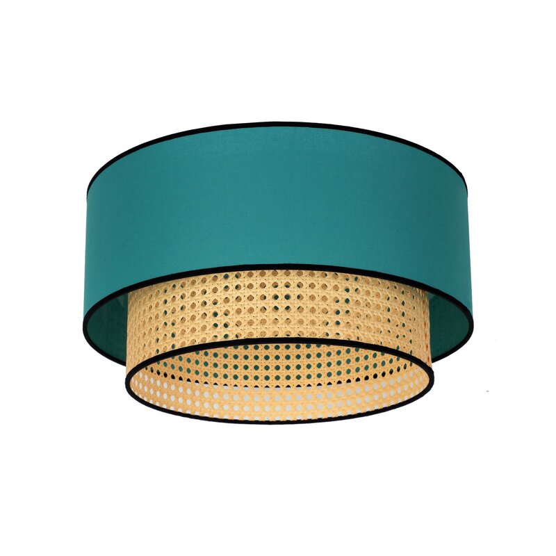Deckenleuchte Lampe Boho Rattan Beleuchtung Deckenlampe Baumwolle beige petrol - 5903689184328