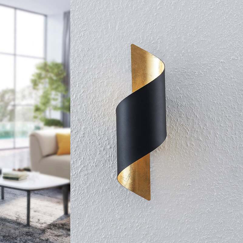 Lindby Wandleuchte Desirio LED Wandlampe dimmbar schwarz gold 35cm E14 Metall - 4251911712810
