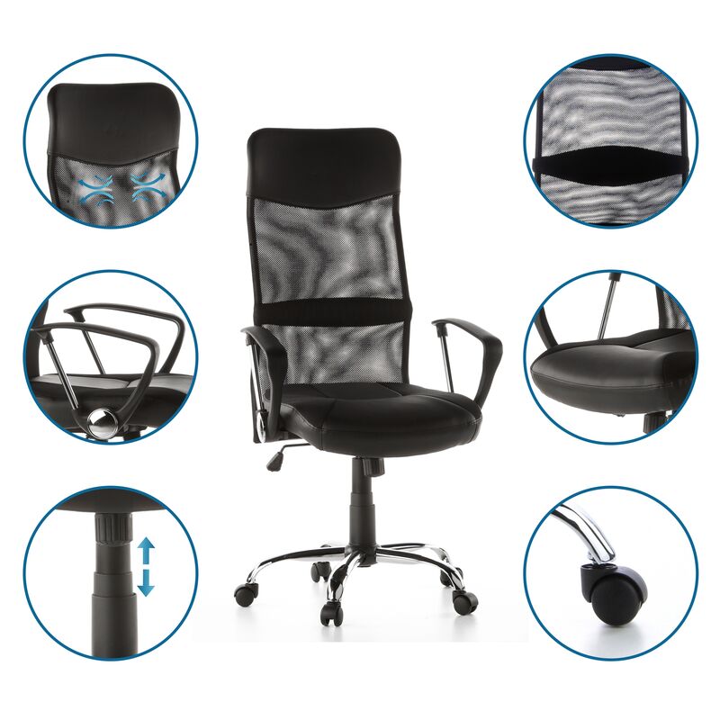 hjh OFFICE Bürostuhl Chefsessel STRYKA Drehstuhl Stuhl Schreibtischstuhl schwarz - 4064323028321