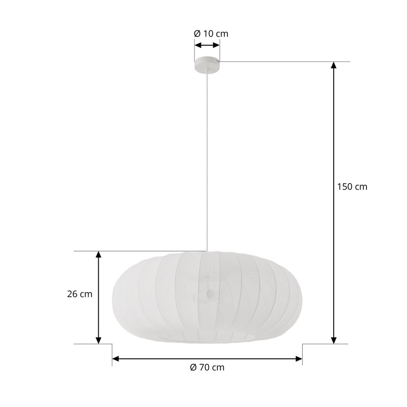 Lindby Hängeleuchte Pendelampe Helin weiß Textil Ø 70 cm 3 x E27 LED Leuchte - 4255830905124