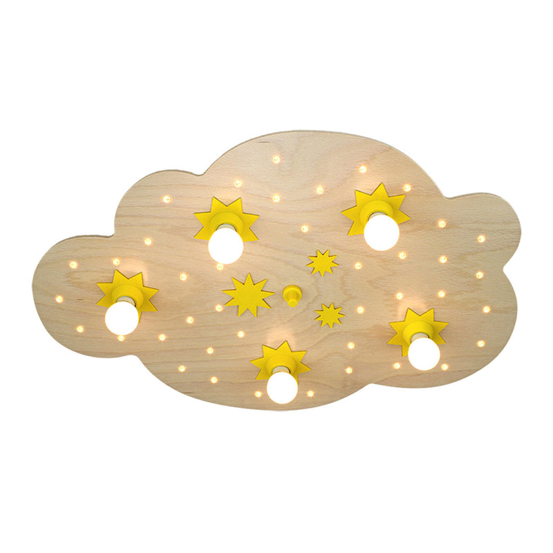 ELOBRA Deckenleuchte Sternenwolke LED Lampe dimmbar Holz buche natur 75x50cm - 4019698125625