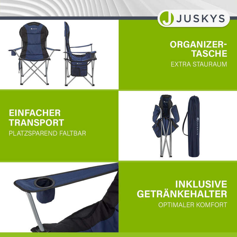 Campingstuhl Lido Klappstuhl gepolstert Getränkehalter Tragetasche Dunkelblau - 4260565528760
