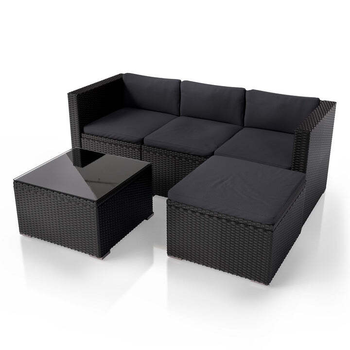 Polyrattan Lounge Punta Cana Outdoor Sitzgarnitur für 4 Personen schwarz grau - 4260304769799