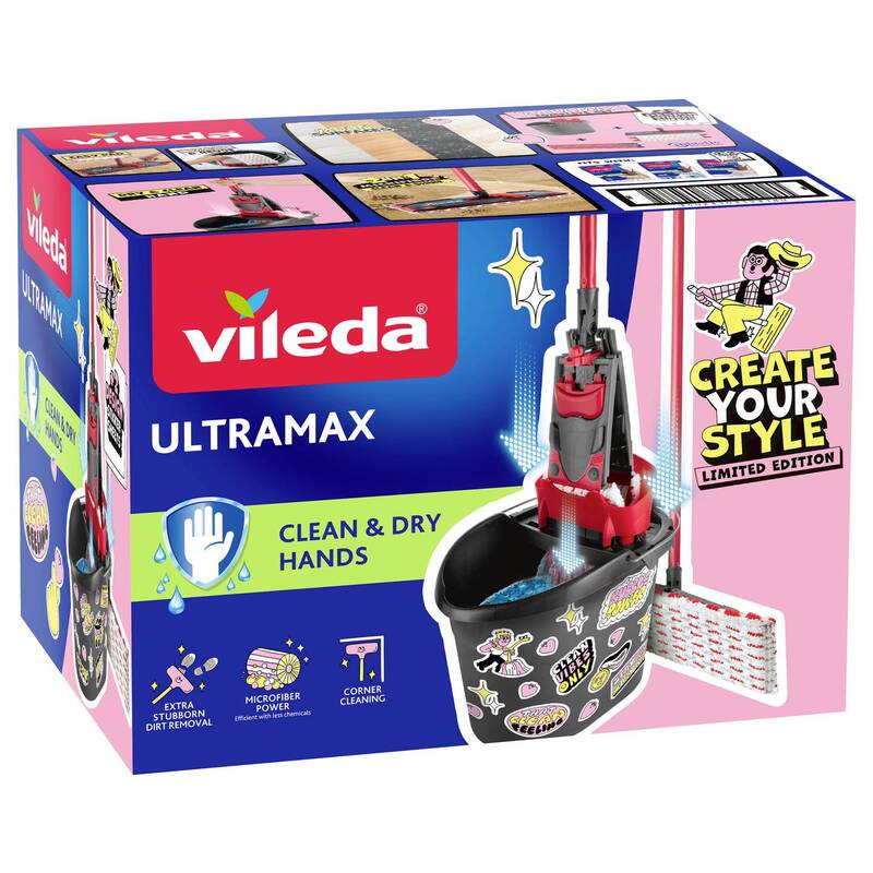 Vileda Bodenwischer-Set ULTRAMAX Mopp Reinigungssystem anthrazit rot 1 Set - 4023103267930