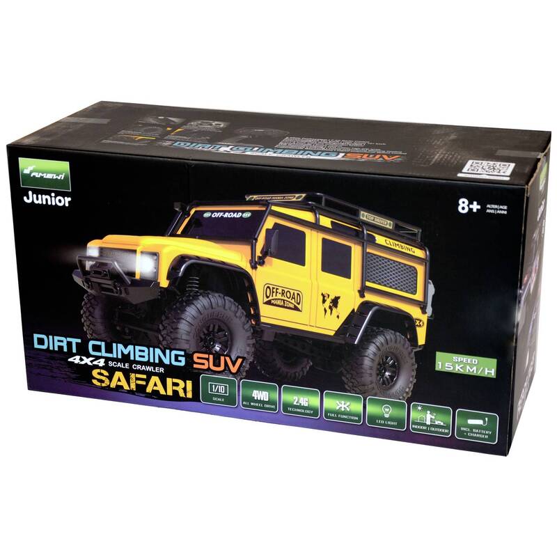Amewi RC Modellauto Crawler 1:10 Elektro Allradantrieb Gelb inkl. Akku 4WD - 4260768515215