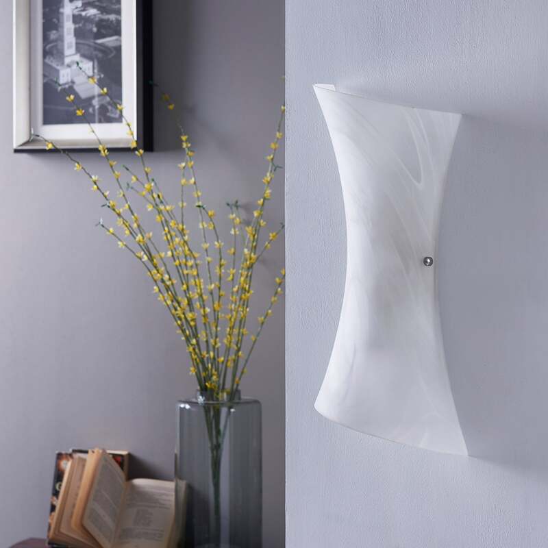 Lindby Wandleuchte Ebba LED Wandlampe dimmbar Glas alabaster chrom 39cm Höhe - 6291106556391