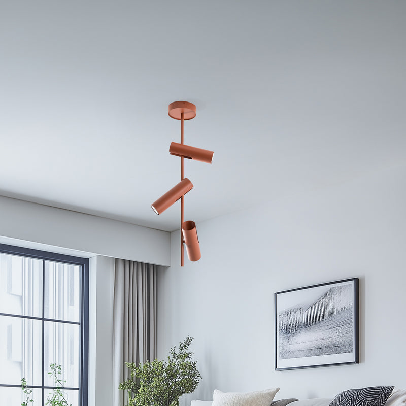 Leda Deckenspot Spot Leuchte ziegelrot 3-flammig Stahl Höhe 76 cm364 - 5902846810599