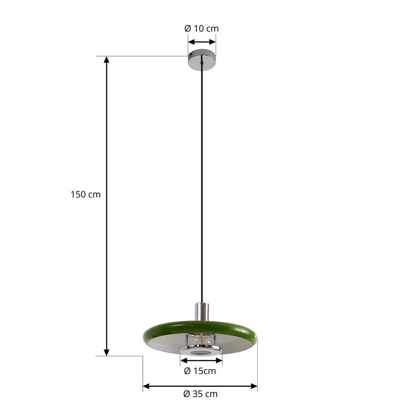 Lindby Hängeleuchte Branford LED Pendelleuchte Lampe dimmbar grün Ø35cm 80cm - 4255830903434