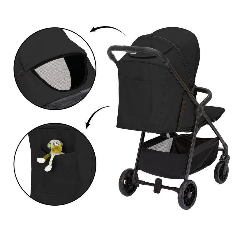 Little one Buggy MILO Schwarz Kinderwagen Sportwagen 4-Räder 5-Punkt-Gurt 8,2kg - 9120140820946