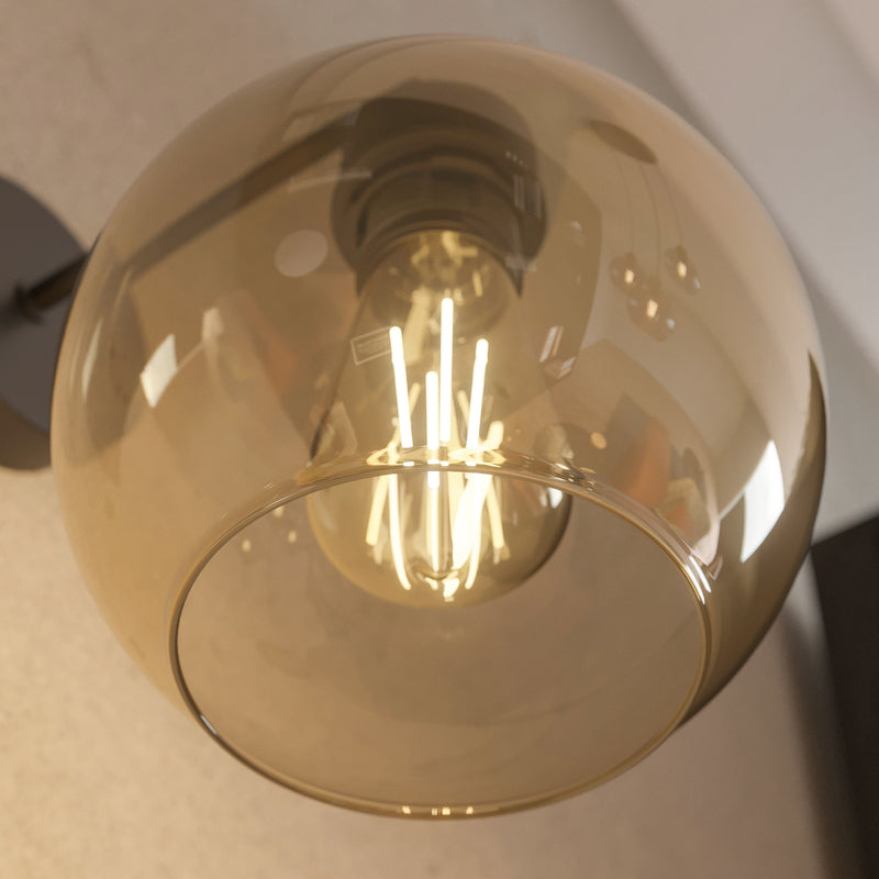 Wandleuchte Cubus schwarz bernstein E27 dimmbar Lampe Leuchte Ø18cm 30cm hoch - 5901780541354