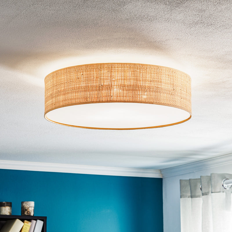 Euluna Deckenleuchte Leano Deckenlampe Deckenlicht Leuchte beige rund aus Rattan - 5902693774884