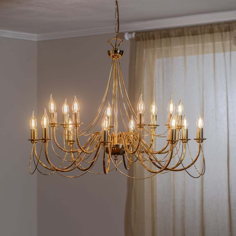Kronleuchter Retro 16-flammig gold 90 cm dimmbar von Domiluce - 5905563001653