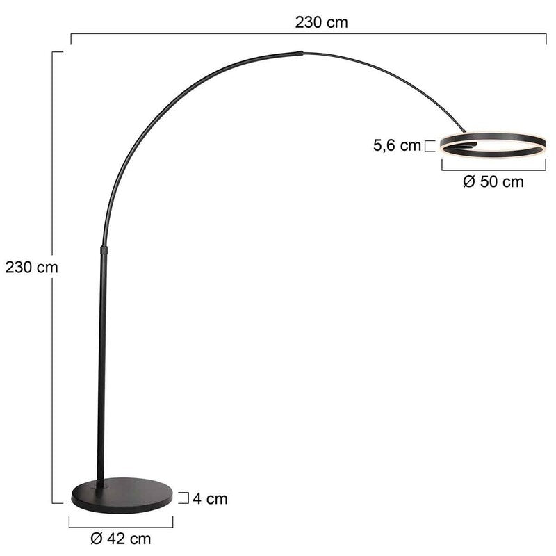 Steinhauer Stehlampe Ringlux moderne Lampe dimmbar schwarz 215cm Höhe 50cm Ø - 8712746176551