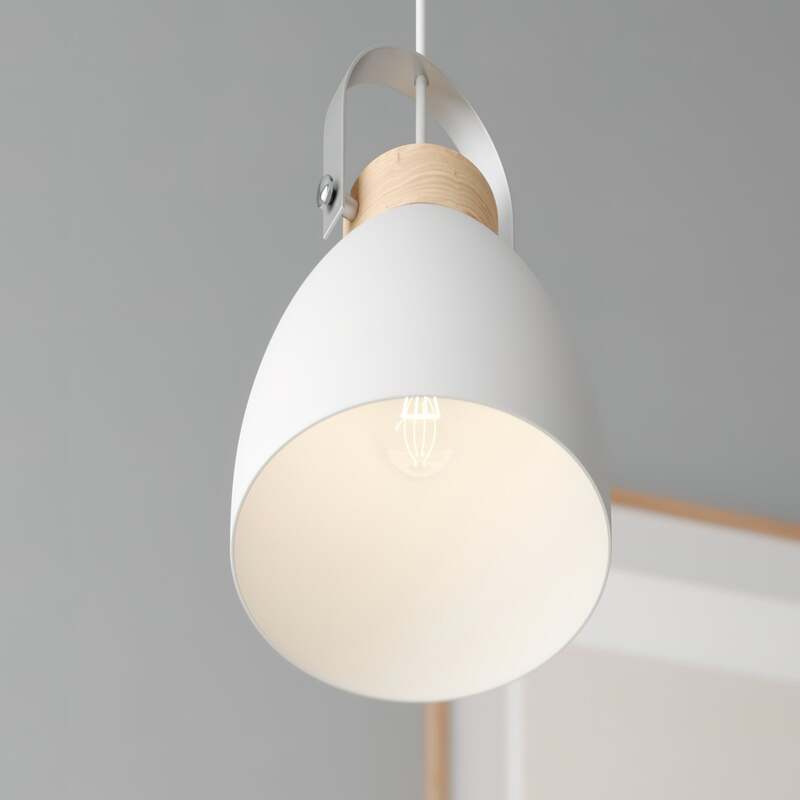 Lamkur Pendelleuchte Hängeleuchte Bergen LED Lampe dimmbar weiß Holz 18cm - 5907687431798