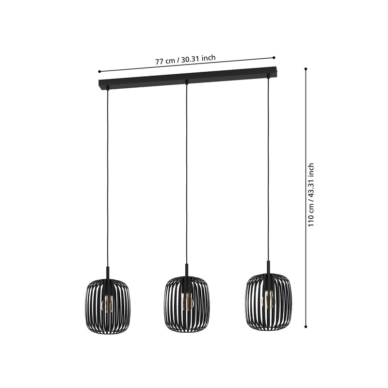 Eglo Hängeleuchte Romazzina LED Hängelampe Pendelleuchte dimmbar schwarz 90cm - 9008606244294