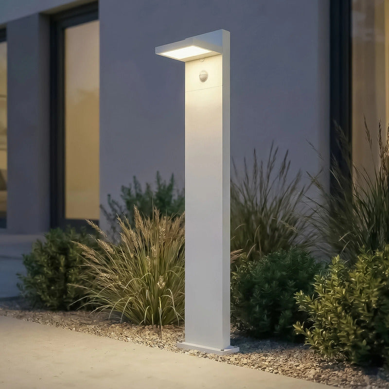 Lucande Wegeleuchte Gartenleuchte Silvan LED Pollerleuchte mit Sensor weiß 100cm - 4255830907128