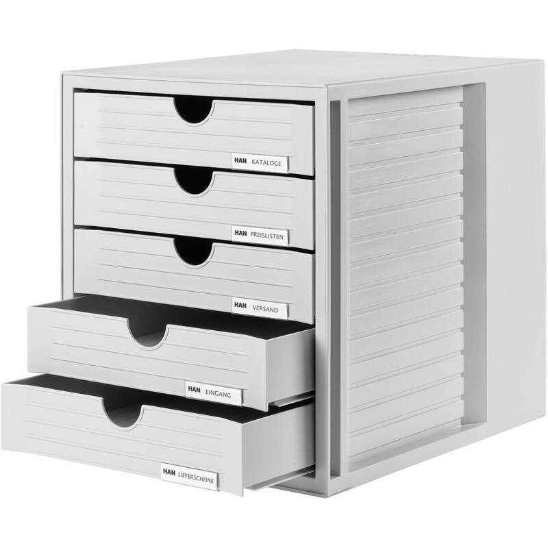 HAN Schrankset Schrank-Set Schrank lichtgrau/lichtgrau A4 5 Schübe geschlos204 - 4012473145030