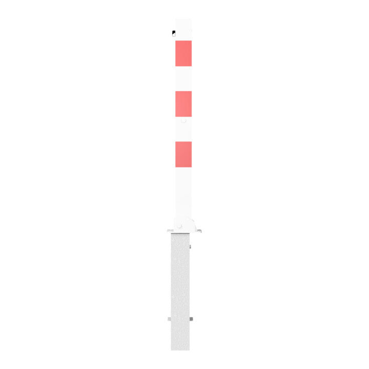 Schake Absperrpfosten Pfosten Poller Typ 4701UZHB 7x7cm Profilzylinder weiß/rot - 4250384711450
