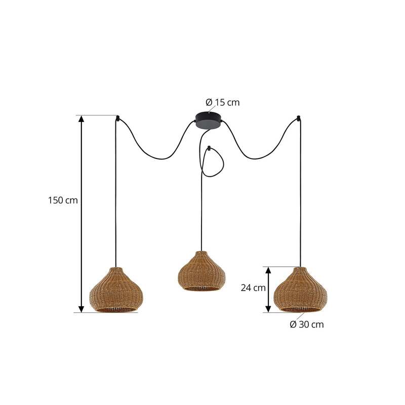 Lucande Außenhängelampe Taniola LED Gartenlampe Rattan dimmbar beige IP44 - 4251911798739