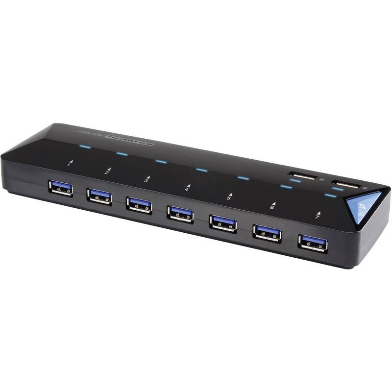Renkforce USB-Hub 7 Port USB 3.0 5 GBit/s Schnellladeport schwarz extern - 4016138934120