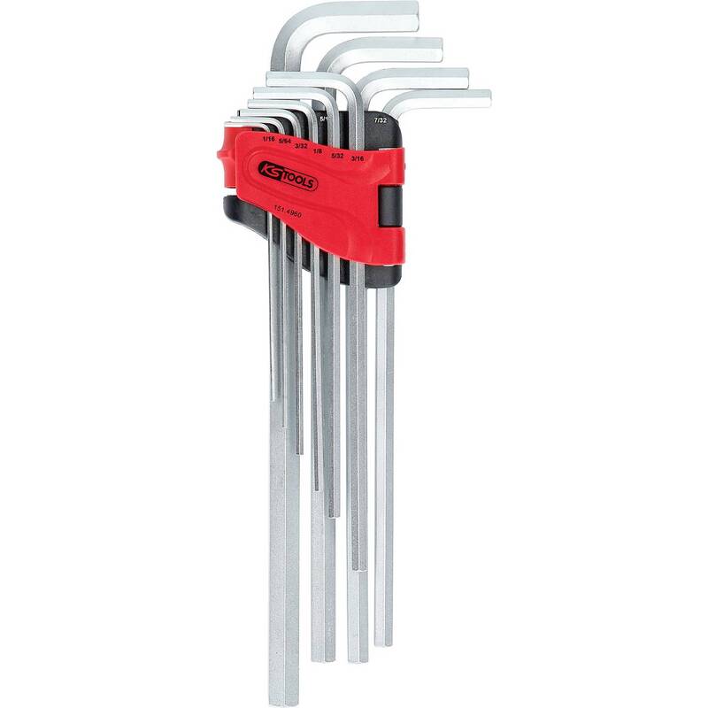 KS Tools Innensechskant-Winkelstiftschlüssel-Satz 10-tlg. extra lang Zoll - 4042146790120