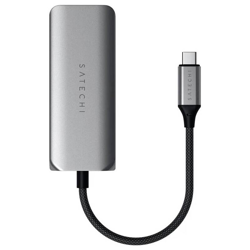 Satechi Dockingstation 4-Port Hub USB-C Lan Grau für MacBook iPad iPhone Apple - 0810086361342