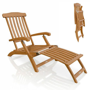 B-Ware Gartenliege klappbar Evia Sonnenliege wetterfest Holz ergonomisch verstellbar