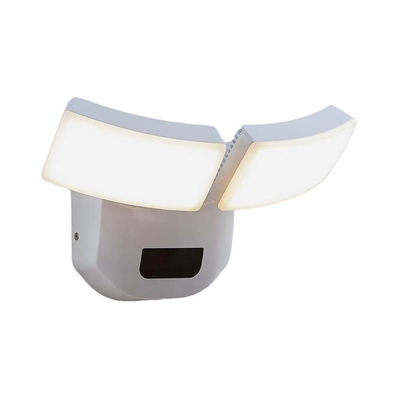Lindby Außenwandleuchte Nikias LED Gartenlampe mit Bewegungsmelder weiß 30cm - 4251096561487