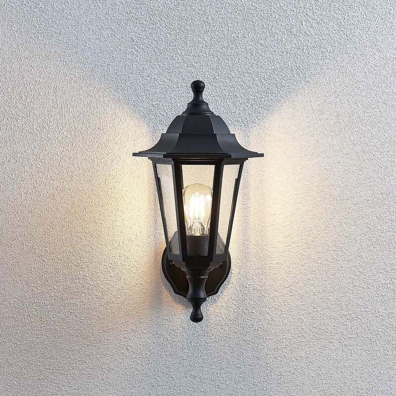 Lindby Außenwandleuchte Nane in Laternenform Wandleuchte Wandleuchte schwarz - 4251096561333