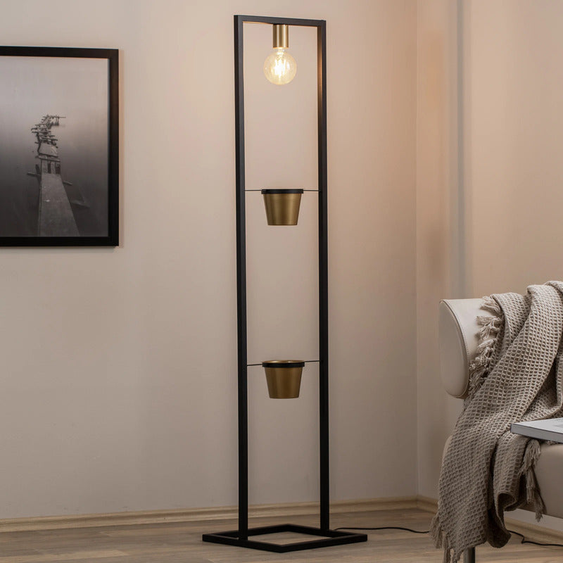 Stehleuchte Flores Stehlampe Standleuchte Leuchte 1-flammig schwarz/gold Stahl - 5907565953732