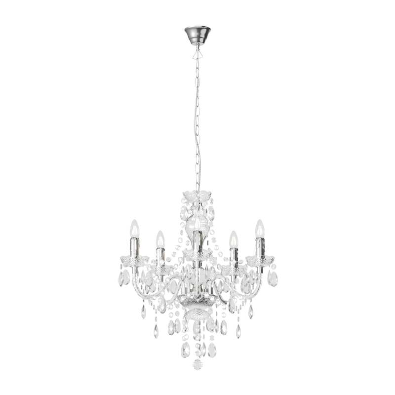 Lindby Kronleuchter Hängeleuchte Merida LED 5-flammig dimmbar chrom Ø52cm - 4251096528466