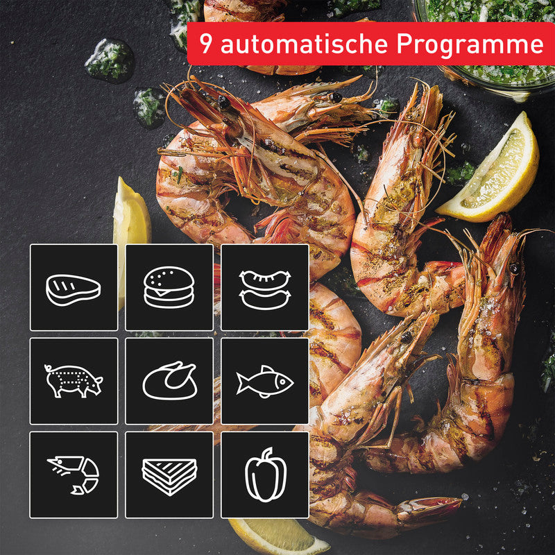 Tefal Kontaktgrill OptiGrill 4in1 Grillgerät BBQ mit 9 Programmen und - 3168437249625