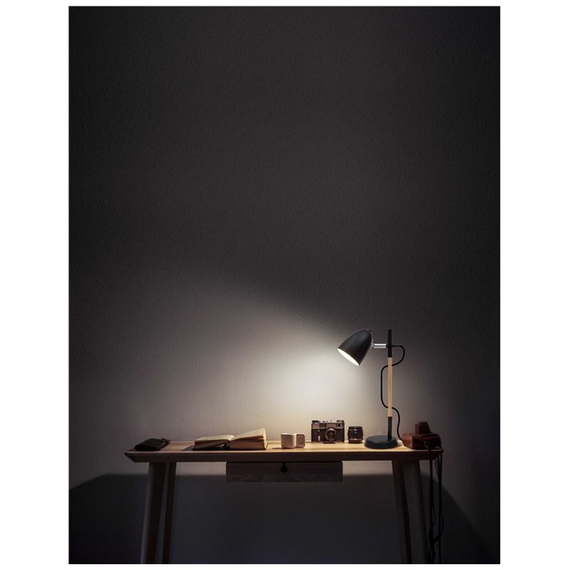 NOVA LUCE Tischleuchte Lampe ALINA Holz Schwarz Schreibtischleuchte E27 LED 42cm - 5212017414144