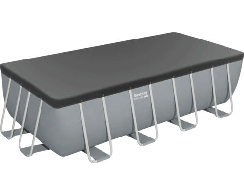 Bestway Aufstellpool Framepool eckig 488x244x122cm mit Sandfilteranlage grau - 4306516706075