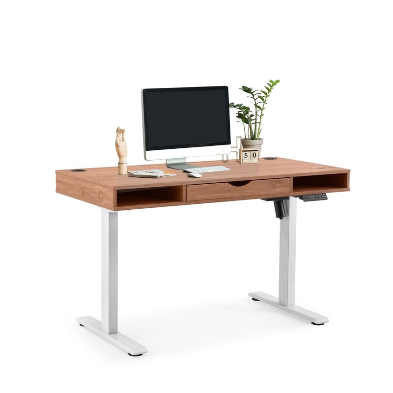hjh OFFICE Schreibtisch Tisch elektrisch verstellbar Eiche Weiß Worktime Style - 4064323108160