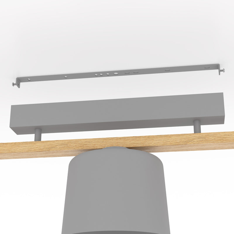 Eglo Deckenleuchte Lampe Mariel 3-flammig hellgrau holz natur Leuchte Spot - 9008606239108